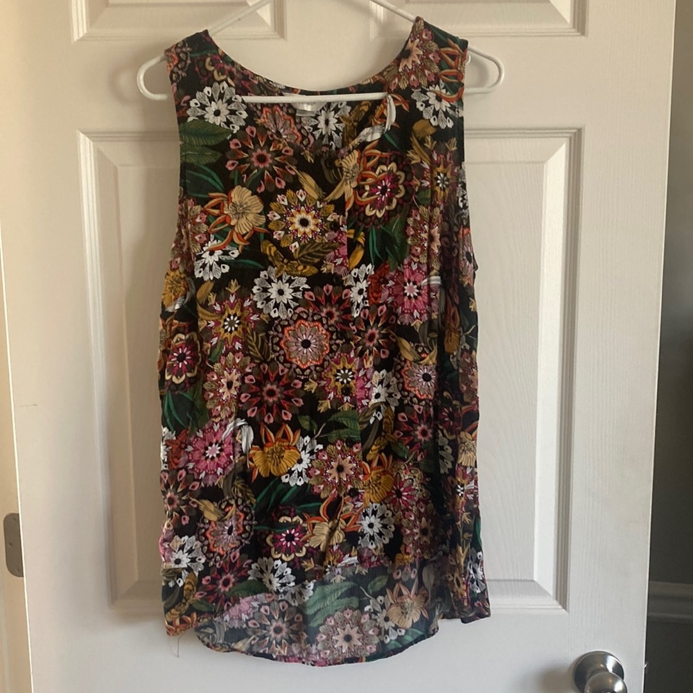 CJ Banks Floral Print Sleeveless Top